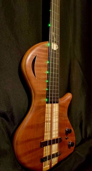 Shawn May Customs SC4F, Fretless, LEDs, "Coffee Bass"