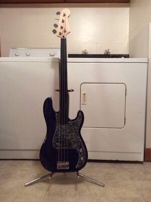 Squier P-bass with Mighty Mite Fretless Neck