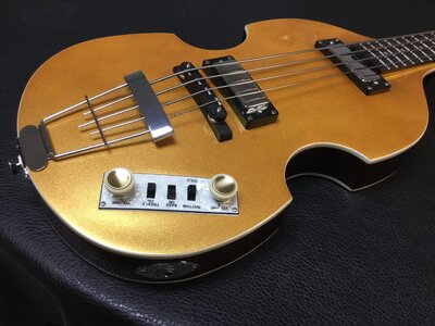 HOFNER BEATLE BASS GOLD TOP "BERLIN" RARE IGNITION W/ UPGRADES & HSC *LOWER PRICE*