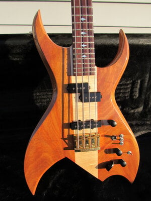 1980's  B.C. Rich Bich Bass  - Neck Thru - Maple / Koa - Gold Hardware -  Moser  - Jazz + P  Pickups