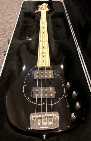 DROP! Ernie Ball Music Man STERLING 4 HH Black/Maple w/ Hipshot & OHSC