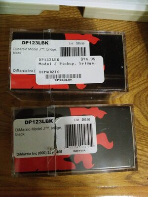 DiMarzio Model J bridge pickup (x2) DP123L