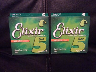 2 packs of Elixir Light Gauge Strings 5 String