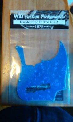 WD Blue Pearloid Pickguard for Jazz Deluxe