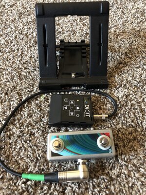 bluetooth page turner, pedal, and tablet stand for pedal board