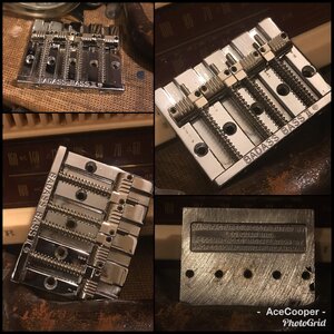 Leo Quan BadAss II Bass Bridge. Older Base w/Like - New Omega "Pre-Slotted" Nickel Saddles