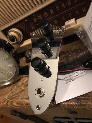 Audere Jazz Bass Preamp, New, Uninstalled w/Black Knob Upgrade.