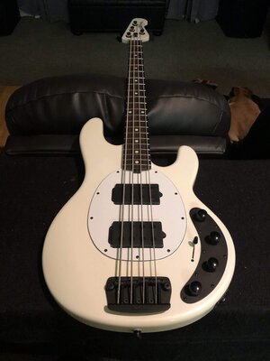 2017 music man stingray 4hh neck through white/ebony