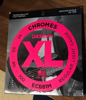 D'Addario Chromes MEDIUM scale ECB81M flatwound strings