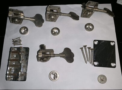 4 Tuners w/ String Retainer, Bridge, Neck Plate