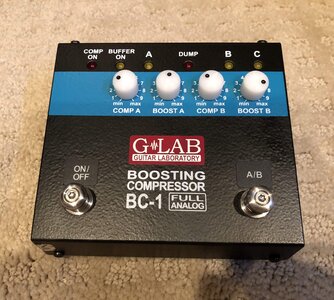 G-Lab BC-1 Boosting Compressor **Like New** with box. Two compressors in one pedal. Super quiet!