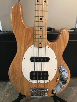 Excellent  EBMM Sting Ray. Natural Ash, Hs pickups.  Closet queen with HSC