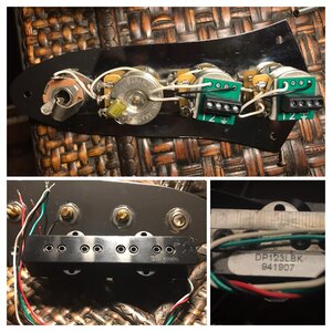 Solderless Jazz Bass Harness with DiMarzio Model J Bridge Pickup