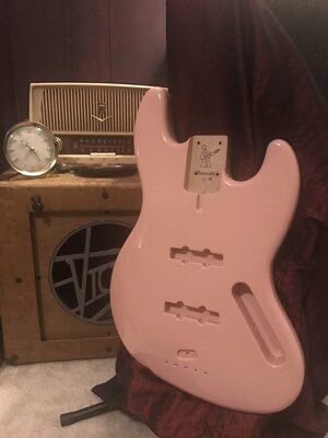 Warmoth Jazz Bass Body, Shell Pink - NEW, unused.