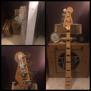 Fender Squier Vintage Modified Jazz Bass Neck. Maple w/Black Block Inlays and Binding w/Tuners