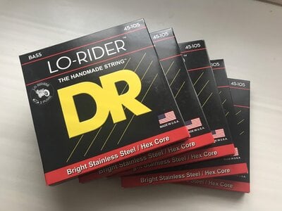 5-Pack NEW DR Strings Lo-Rider - Stainless Steel Hex Core | 45-105 | 4-String Bass