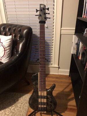 Upgraded Ibanez SRSC805 NTB 5 String- 8lbs!