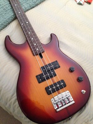 Used "P/J" Config Fretless Bass with Wood Grain Finish