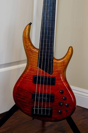 MTD 535-21 Fretless Red to Gold Fade