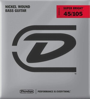 USED Dunlop DBSBN45105 Super Bright Bass Strings, Nickel Wound, Medium, .045–.105, 4 Strings/Set