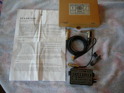 (Relisted elsewhere) Schertler Electrostatic “STAT-B-SET” bridge-mount pickup/Pre-amp set