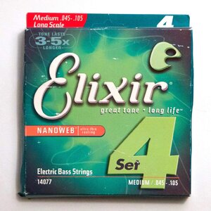 Elixir 14077 Nanoweb Nickel Plated Steel 4-String Electric Bass Strings - Medium (45-105)