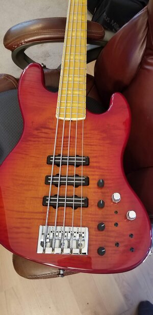 price lowered $2100 wilkins 5 string 3 pickup custom made