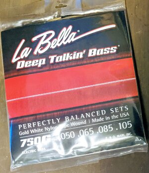 La Bella 750G Gold White Nylon Tapewound Bass Strings - Light