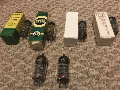 Mullards, Amperex, Telefunken, Mazda, JAN Phillips (lot of 6 preamp tubes)