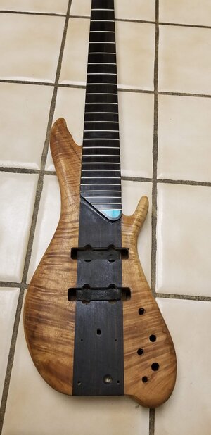 Headless 5 string bass project...AAAA flamed maple, ebony