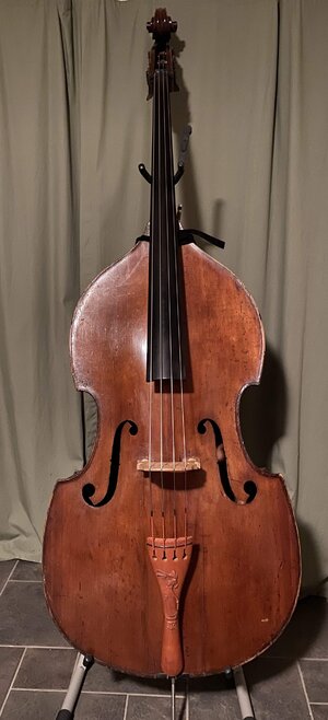 Herold Jaeger, Flamed Maple Carved Back, 1930's bass *New Price*