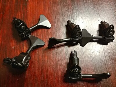 (5) USA Hipshot Ultralite HB6Y Black Tuning Machines 3/8"