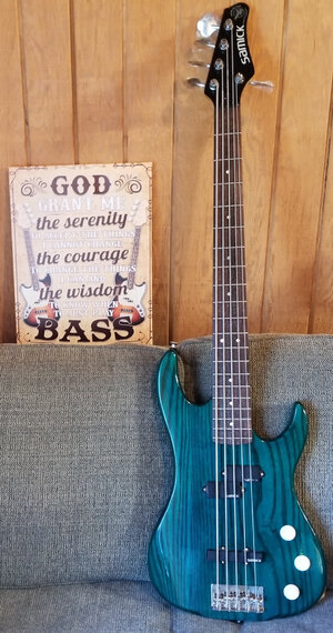 Samick Artist Series 5 String 1990s - Emerald Green w Black Feature Lines