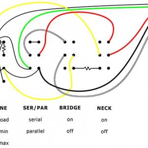 knobless schematic for 4 conductor humbucker V2