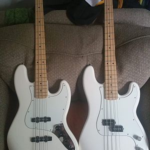 white mim fender pair