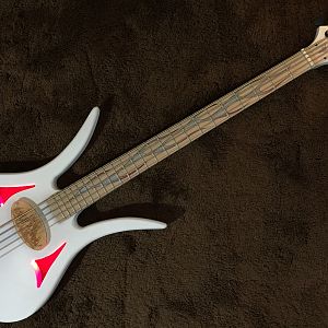 White Neckthrough Devil Bass