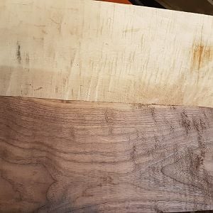 Curly maple, curly walnut