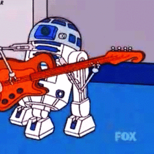 R2-D2 playing bass