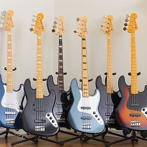 Fender Jazzes with 70s style necks